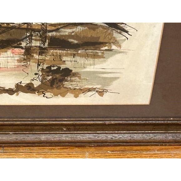 John Haymson “George Washington Bridge In The Evening” Framed, Matted Print - Picture 7 of 8